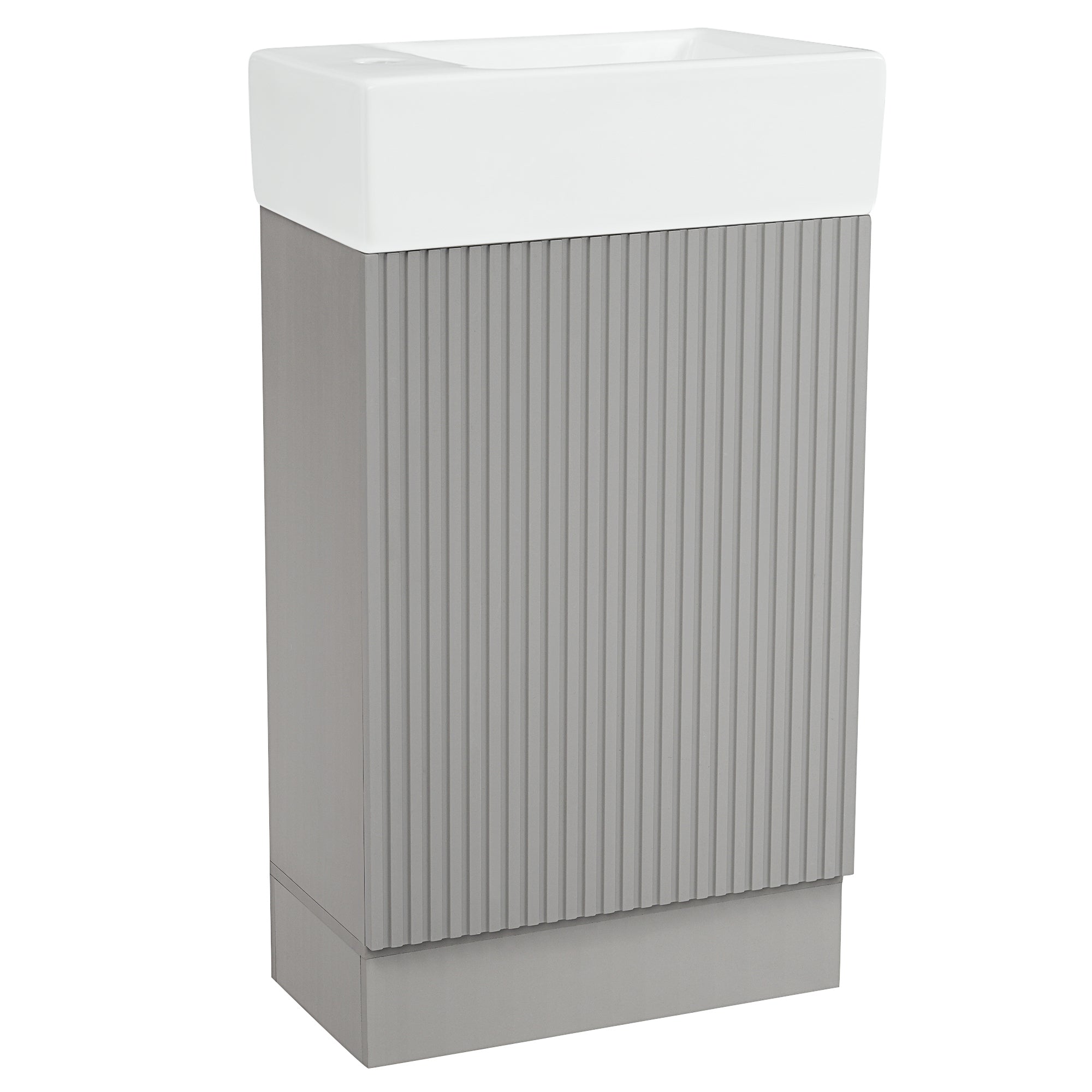Modern Grey Bathroom Vanity with Sink and Two-tier Shelf, Freestanding MDF Cabinet with Ceramic Top, Left or Right Orientation, 18.6' Main image