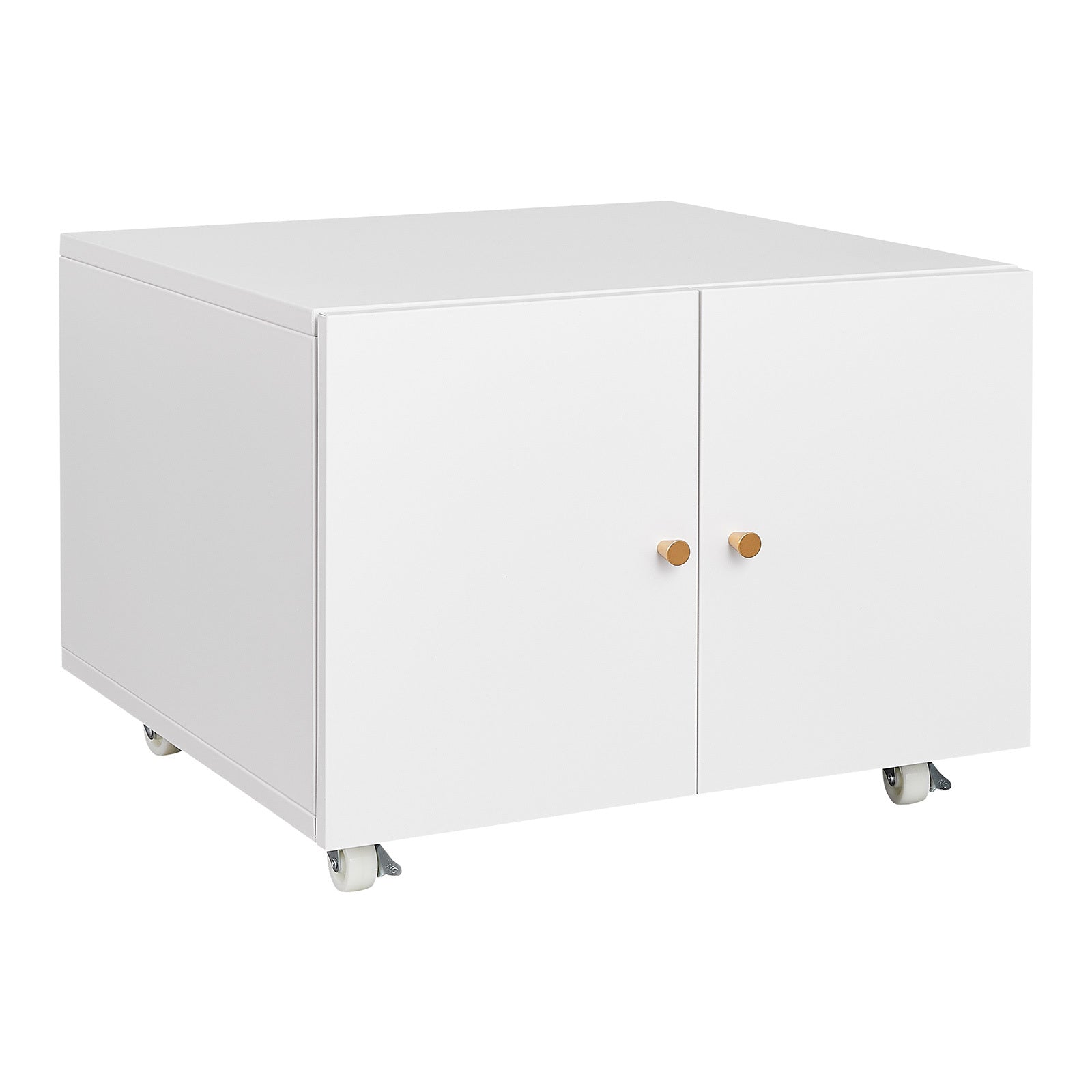 White Steel 2-Door Copier Cabinet with Mobile Pedestal and Printer Stand Main image