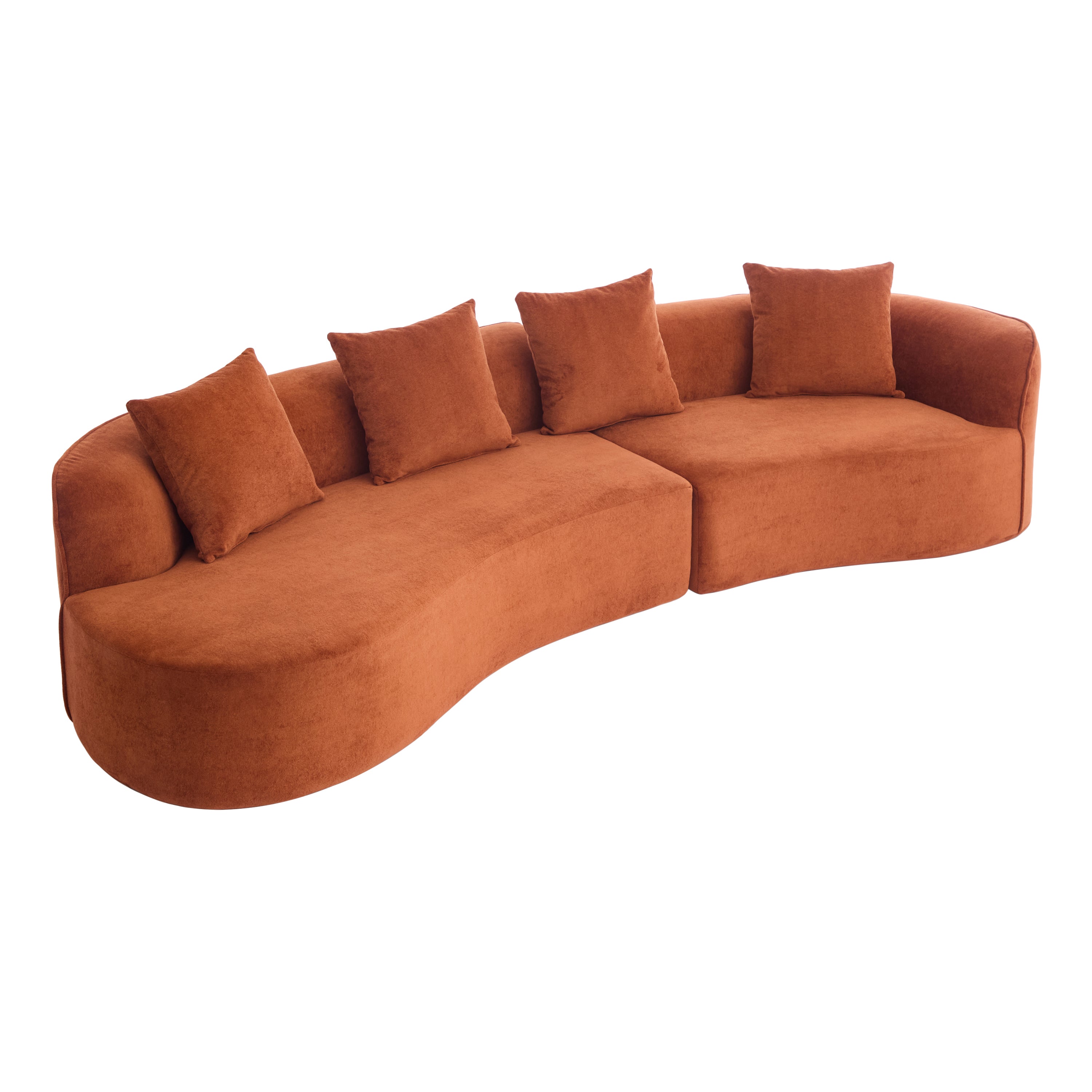 126' Curved Sectional Sofa (Dark Orange-D28 Full Foam) Secondary image