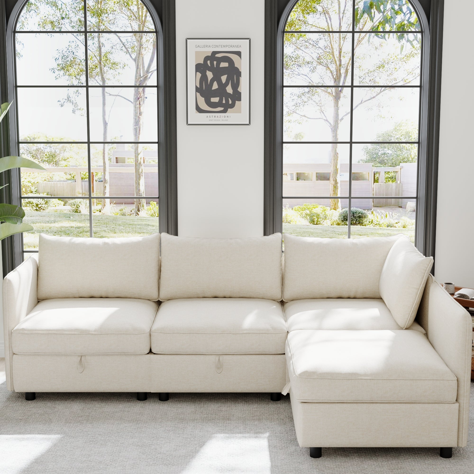 Modular Sectional Sofa, Convertible Sofa Seat With Storage, Sleeper Sectional Sofa Set, Fabric Flexible Modular Combinations for Living Room Main image