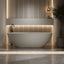 71'' Freestanding Bathtub Resin Stone Soaking Bathtub Solid Surface Modern Tubs with Overflow and Pop-up Drain
