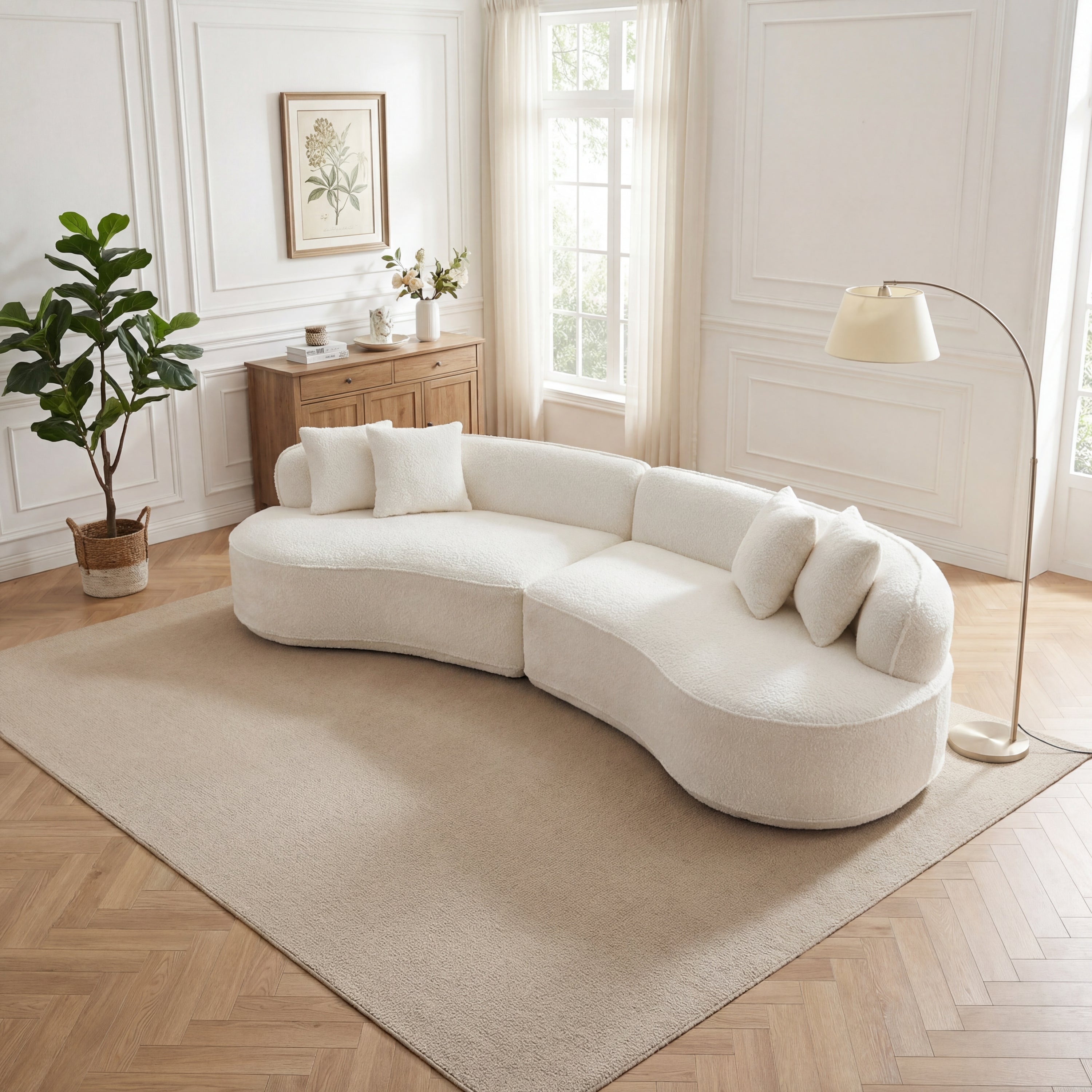 Modern Curved L-Shape Luxury Sectional Oversized Sofa: Minimalist Design, Comfy Sleeper Couch for Living Room, Apartment & Reception Spaces,No Assembly Required Main image