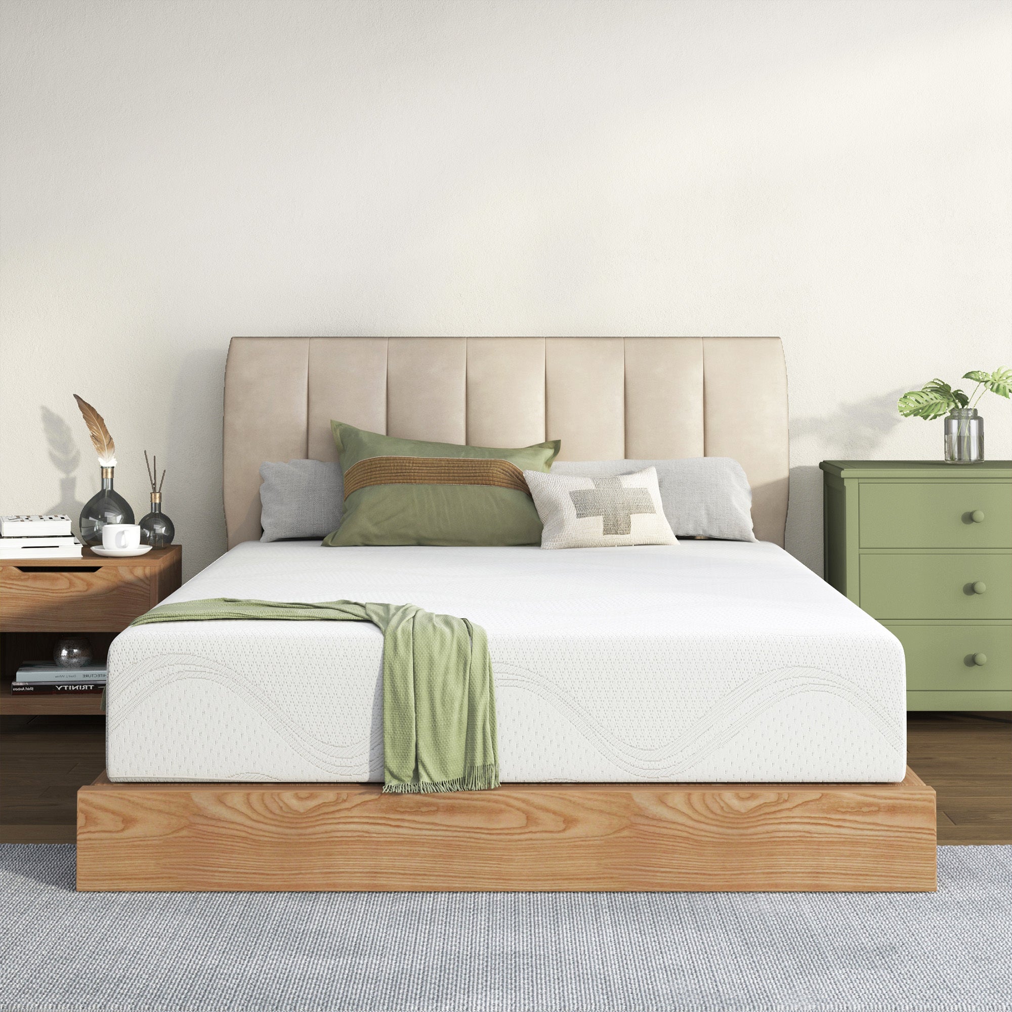 Full Size Memory Foam Mattress,12 Inch Bed Mattress,with Cooling Green Tea Gel, CertiPUR-US Certified,White Main image