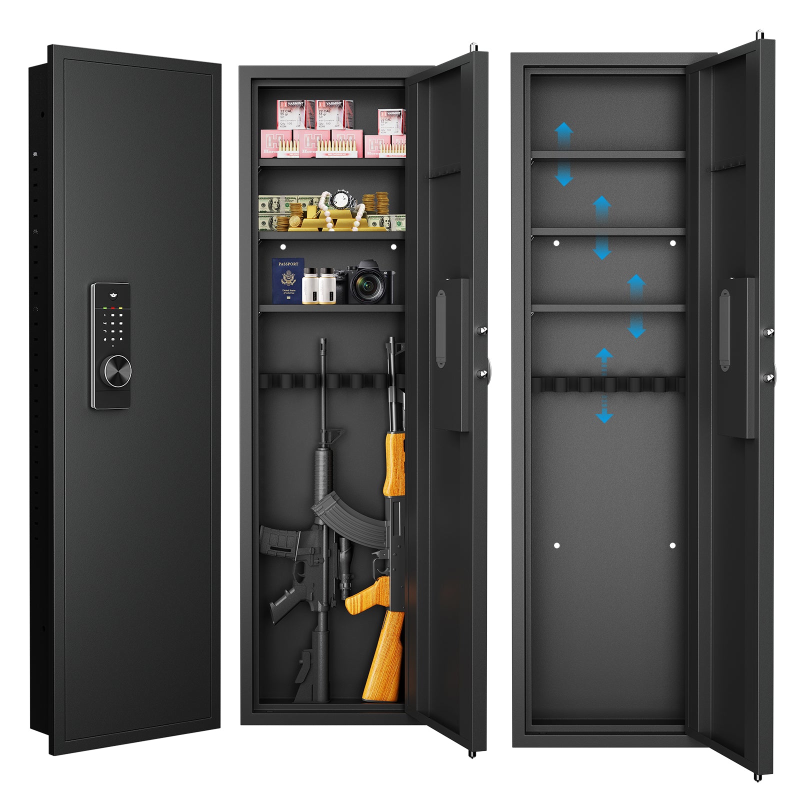 Black Digital Keypad Safe Cabinet, 15.7"L × 5"W × 53"H