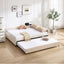 Upholstered Daybed with Trundle,sturdy wooden bed frame, modern diamond grid design,for Bedroom, Guest Room (Beige)