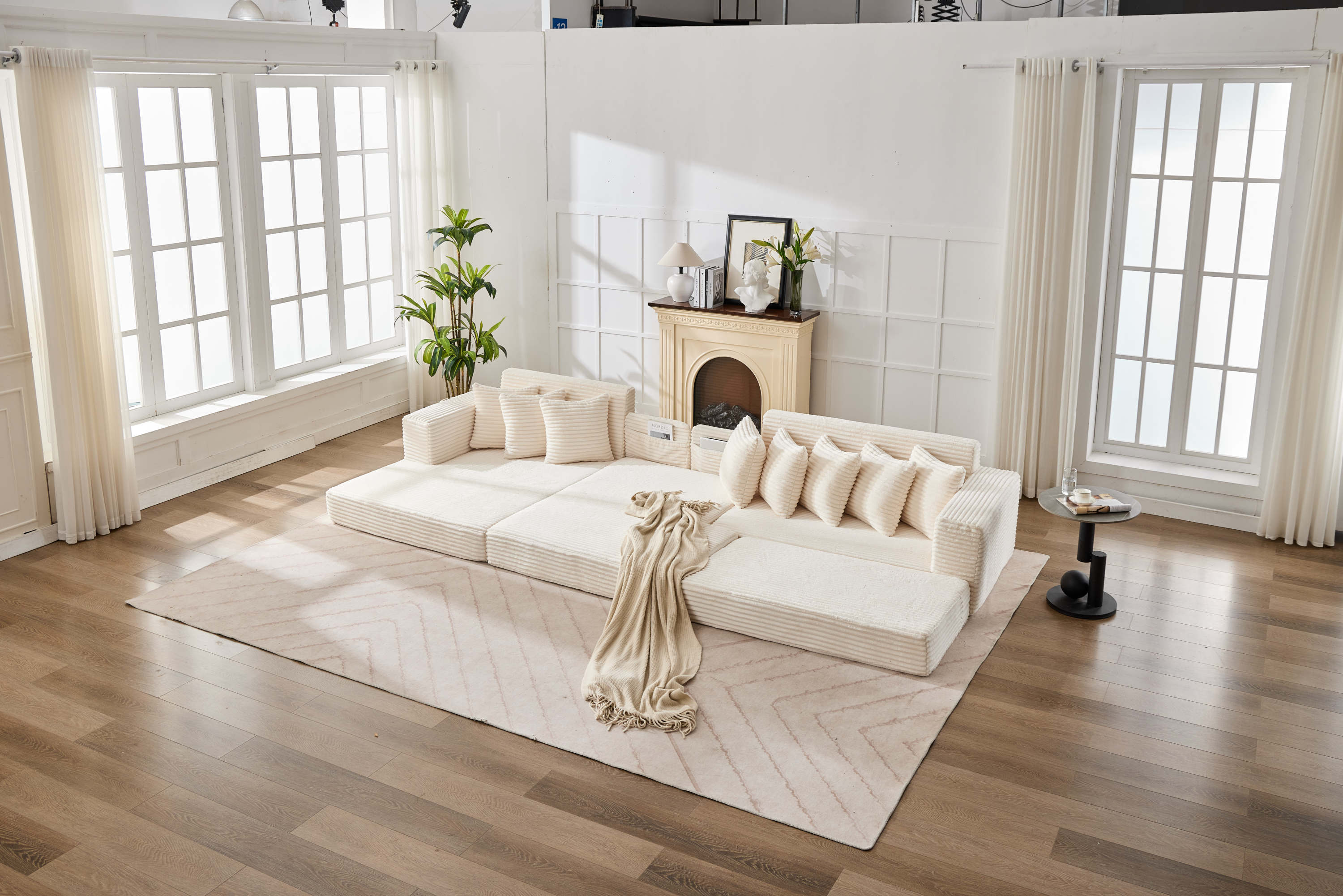 Convertible Floor Sofa Bed, Foldable Mattress Cloud Couch for Space Saving, Corduroy Compressed Sleeper Sofa Bed, Multi-Functional Folding Bed Couch for Living Room, Small Apartment Main image