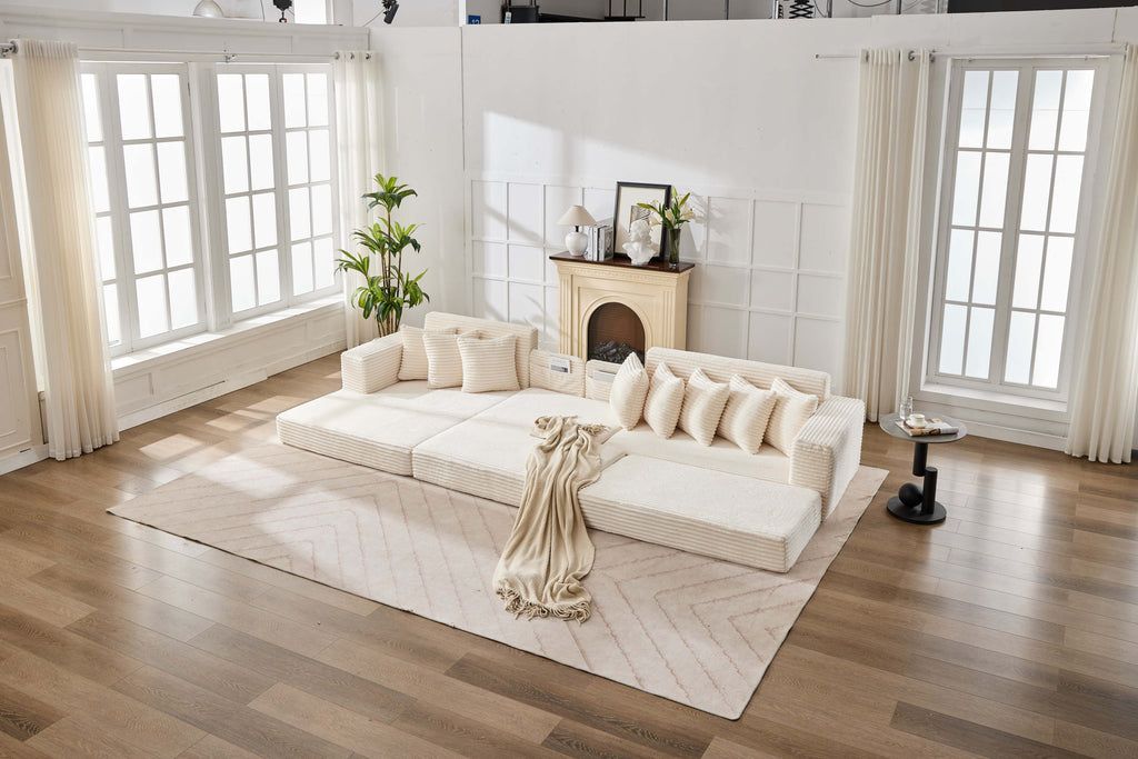Convertible Floor Sofa Bed, Foldable Mattress Cloud Couch for Space Saving, Corduroy Compressed Sleeper Sofa Bed, Multi-Functional Folding Bed Couch for Living Room, Small Apartment