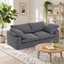 Chenille Fabric Upholstered Sofa, Oversized Comfy Cloud 2-Seater Sofa Couch, Double Plush Cushion for Living Room,Grey
