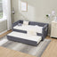 Grey velvet daybed, sturdy wooden bed frame, modern diamond grid pull-out design, perfect for bedroom, living room furniture