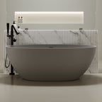 55'' Freestanding Bathtub Resin Stone Soaking Bathtub Solid Surface Modern Tubs with Overflow and Pop-up Drain