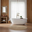 67″Solid Surface Matte Tub, Solid Surface Soaking Tub, Stone Resin Freestanding Bathtub, Thick Edge Stand Alone Tubs with Overflow, Pop-up Drain, Matte White (Oval)