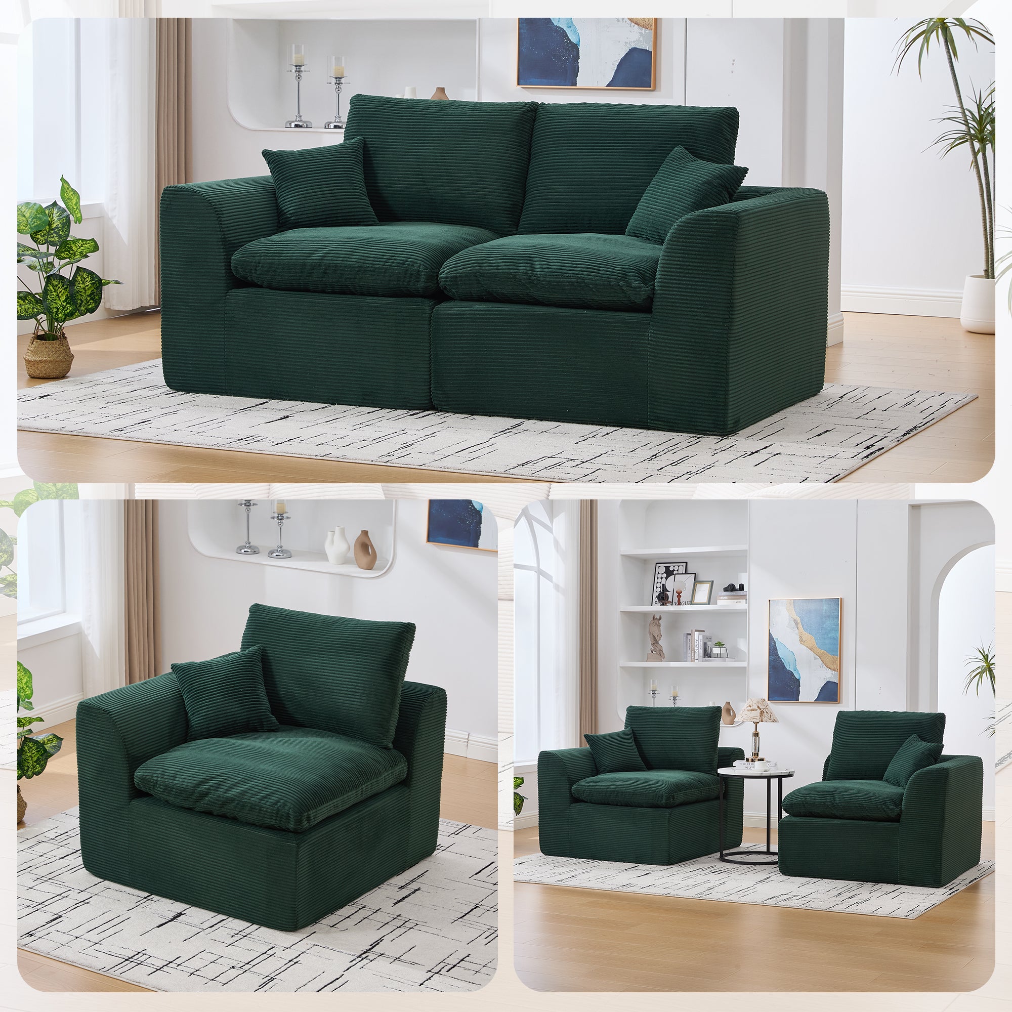 UNITED WE WIN Modular Sectional Sofa Cloud Couch,Comfy Cloud Modern Sofa,2 Seater with Cushion Covers Removable Furniture for Living Room Bedroom Apartments Dorms,No Assembly Required Main image