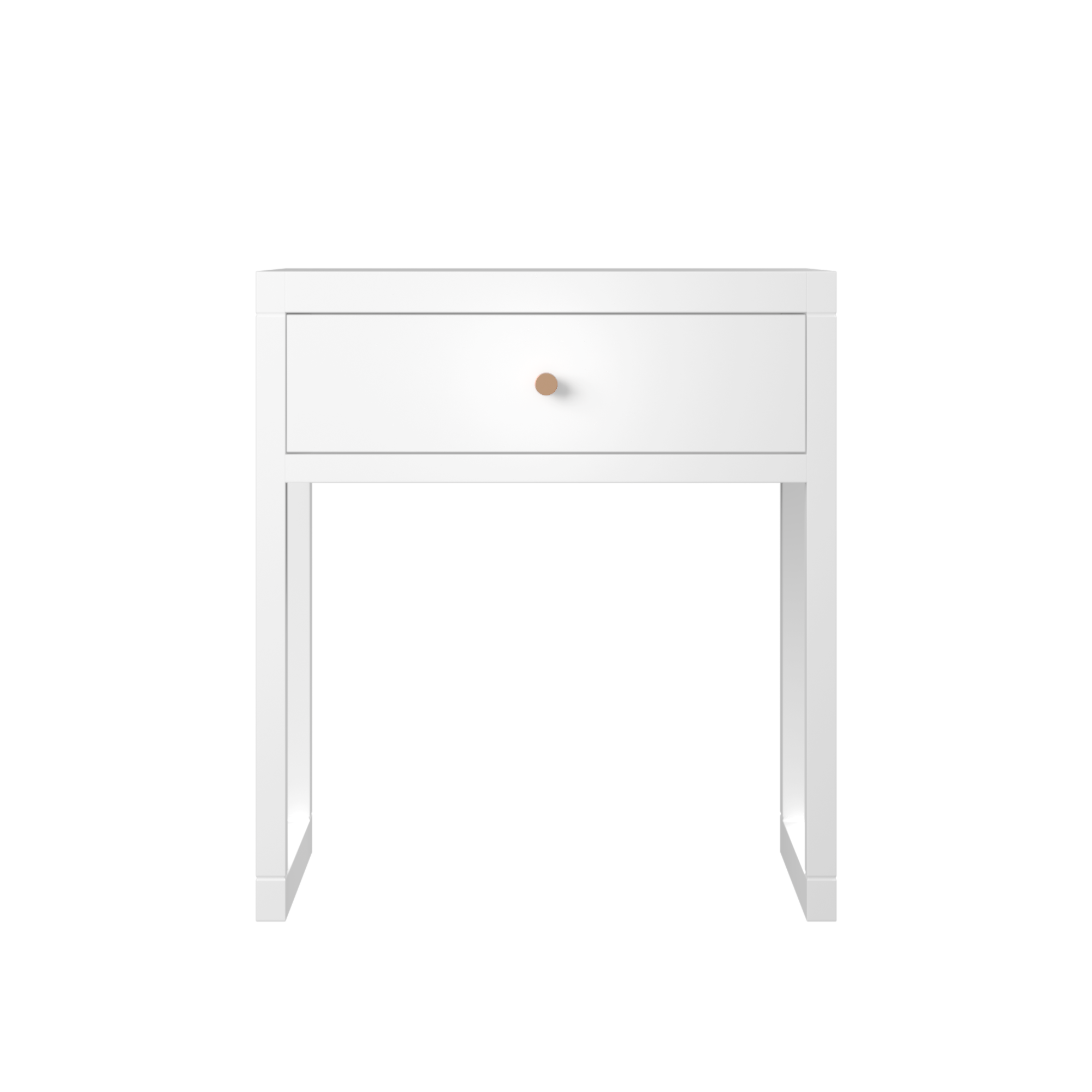 Modern White Nightstand with Drawer, Minimalist Bedside Table in White Finish, Engineered Wood with Wood Knob, Compact End Table for Bedroom or Small Space, Easy Assembly Main image