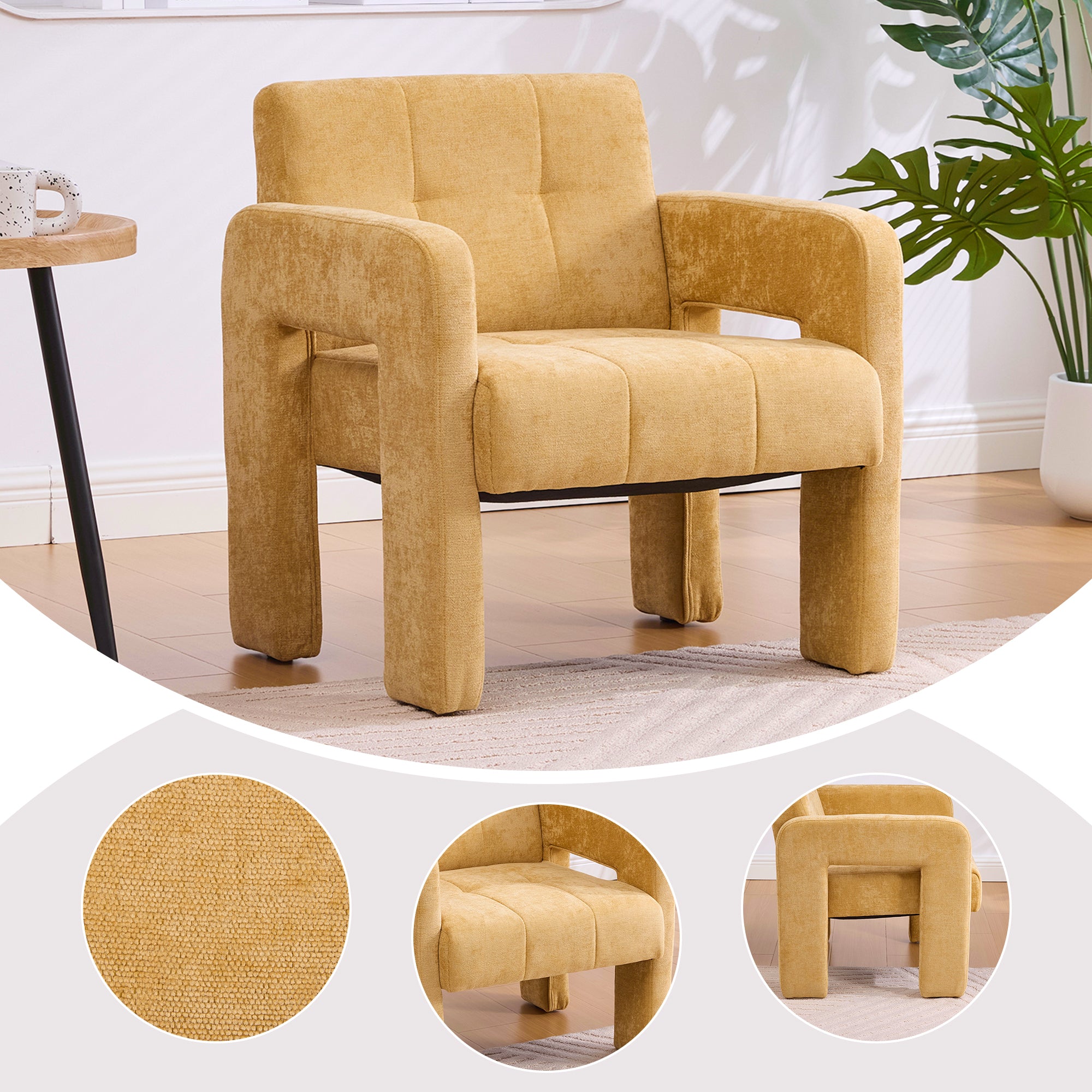 Modern Minimalist Casual Single Armchair Living Room, Bedroom, Office Area Upholstered Chair Comfortable Padded Armchair Nordic Style Casual Seating Main image