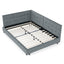 Velvet Grey Full Size Upholstered Tufted Bed Frame with Backrest and Armrests, 80.5''*59''*30.5''