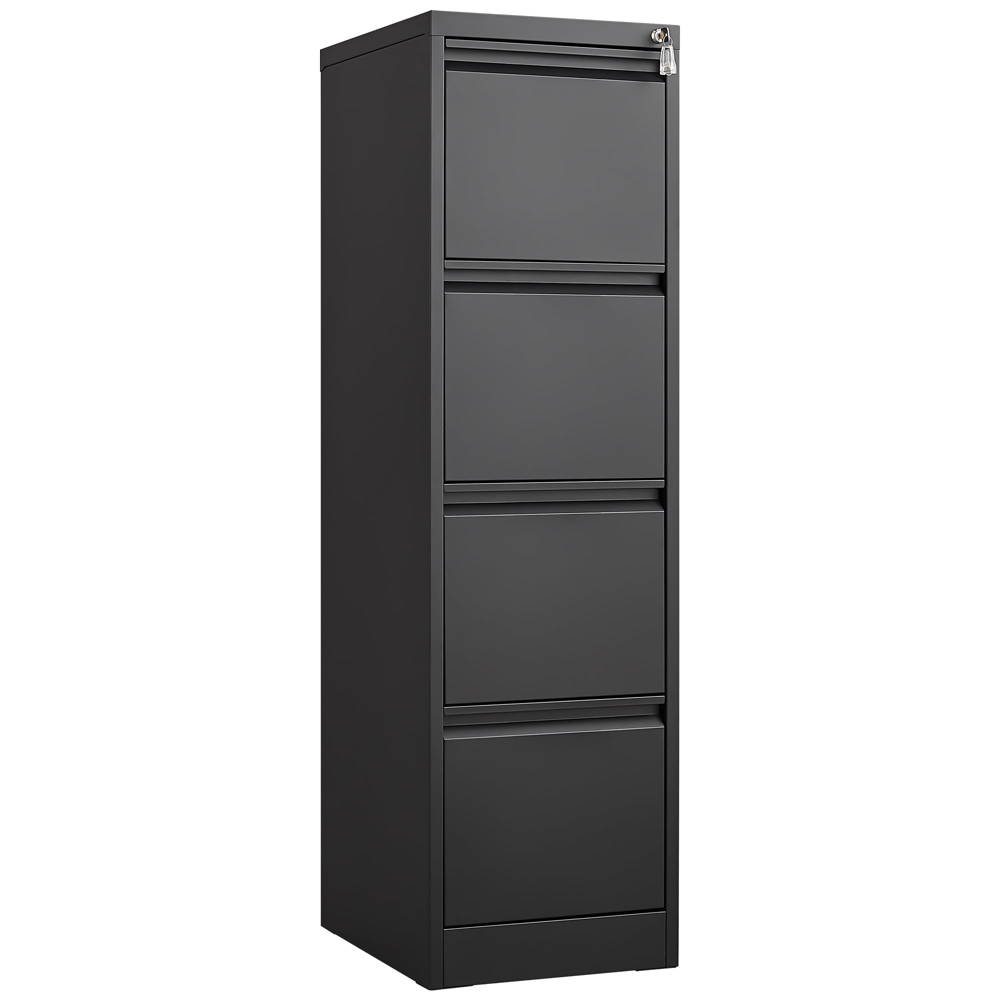 4 Drawer Vertical File Cabinet with Lock for Home Office Organizer, Black Metal Filing Cabinet, Letter/A4/Legal Size Main image