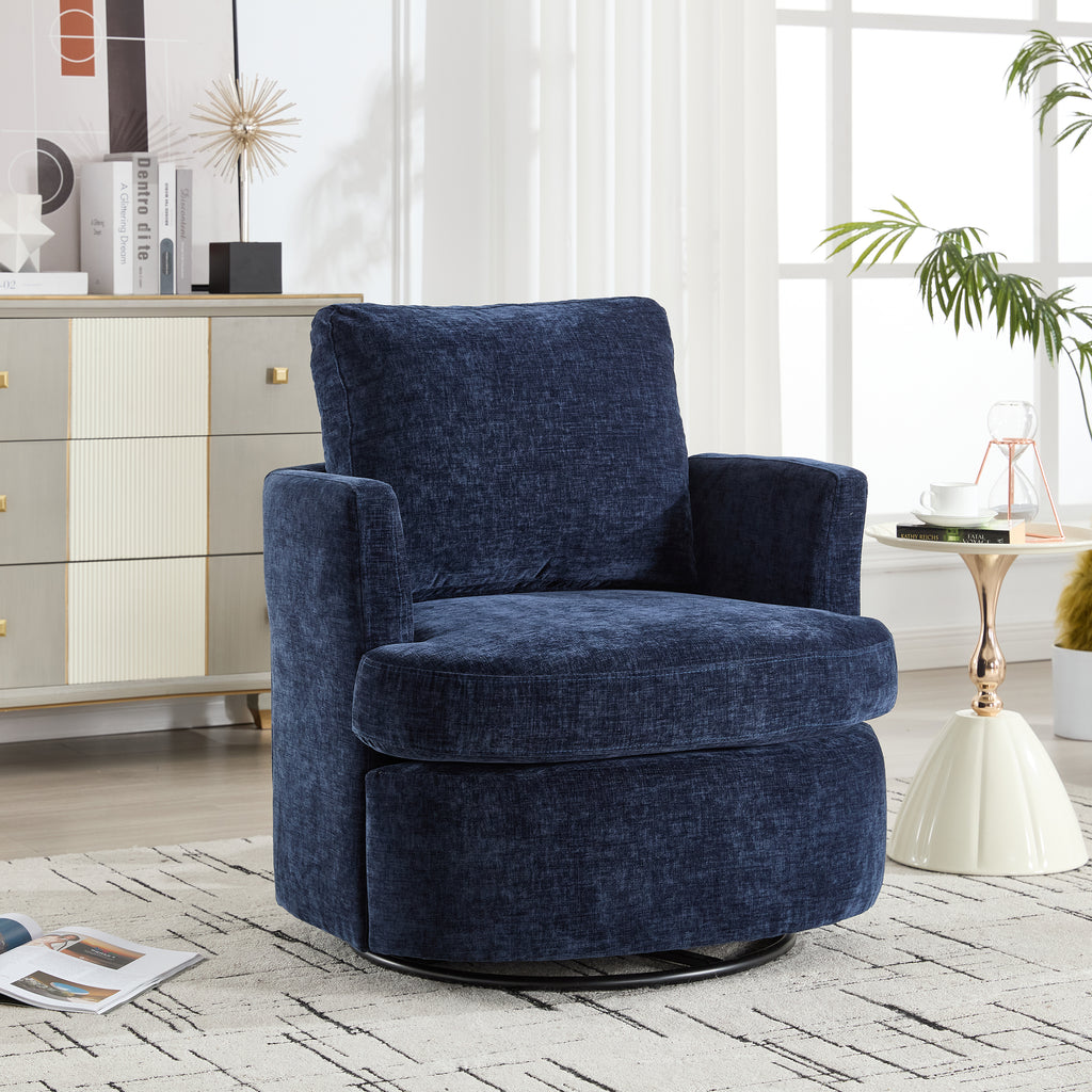 Vanity Chair,Swivel Accent Chair, 360 Degree Round Swivel Barrel Chair, Upholstered Comfy Swivel Chairs for Living Room,Accent Chairs for Bedroom, Reading Room,Powder Room,(Velvet, Blue)