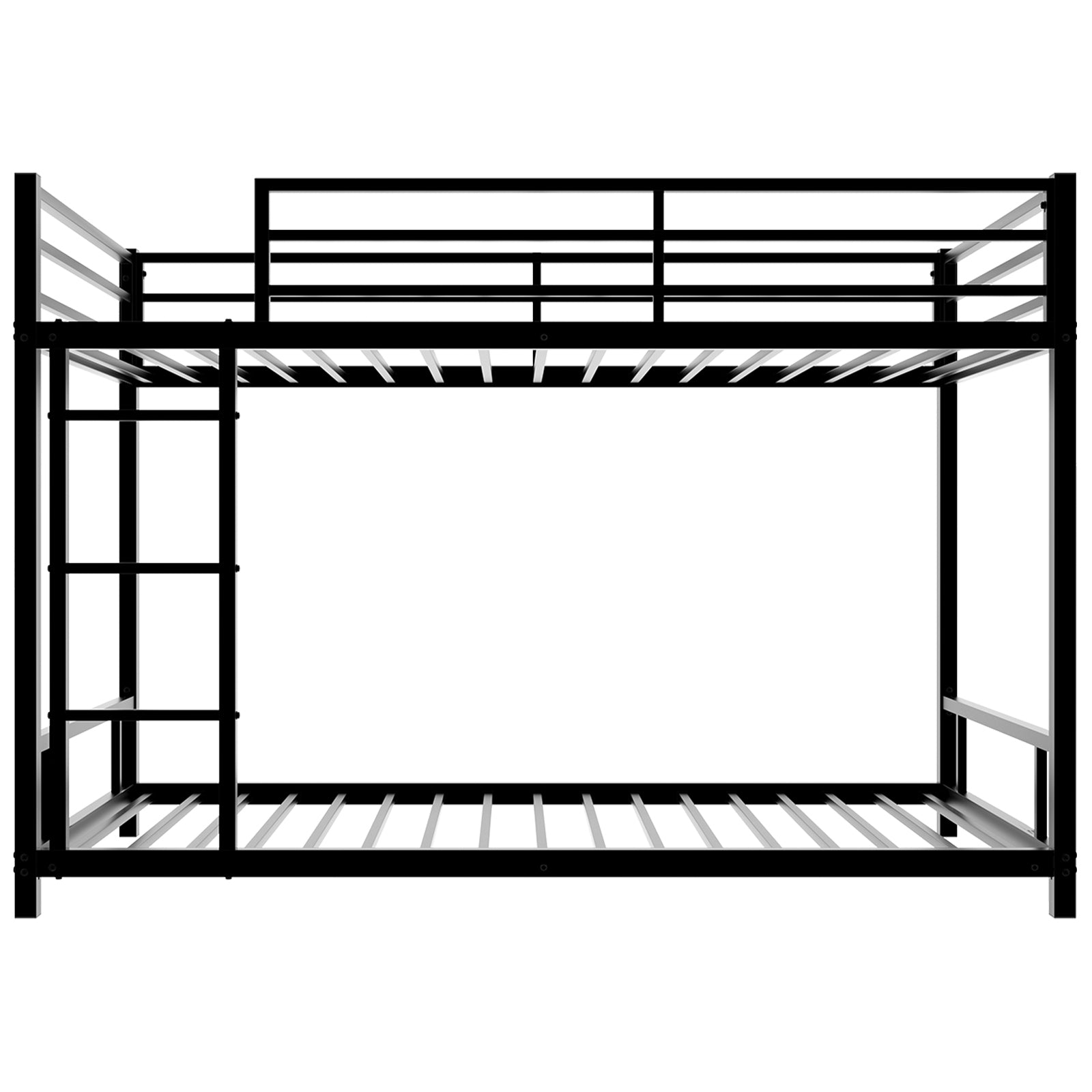 Modern Black Metal Twin over Twin Bunk Bed, Heavy-Duty Sturdy Design with Safety Guardrail, Noise Reduced Main image