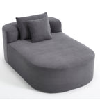 Dark Grey Oversized Corduroy Chaise Lounge Sofa Bed with Deep Seat and Soft Pillows, 67.5'' Long, 46'' Wide Seat, No Assembly Required
