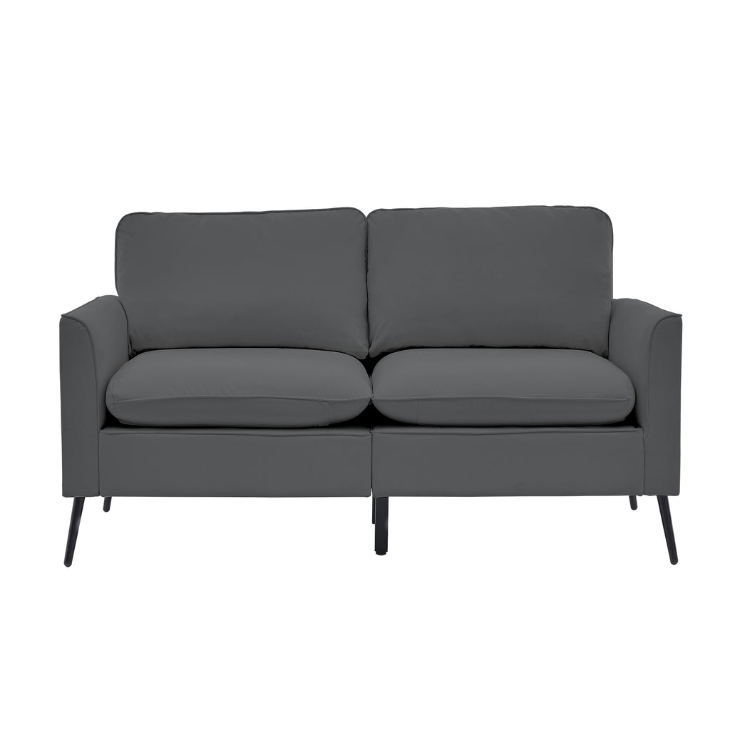 TS Nordic Retro Light Luxury Leather Upholstered Sofa Loveseat, Gray, 55.91L x 31.90W x 26.80H inches