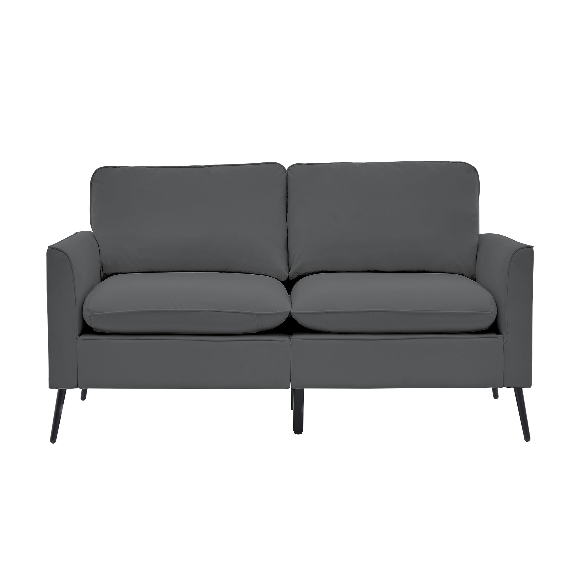 TS Nordic Retro Light Luxury Leather Upholstered Sofa Loveseat, Gray, 55.91L x 31.90W x 26.80H inches