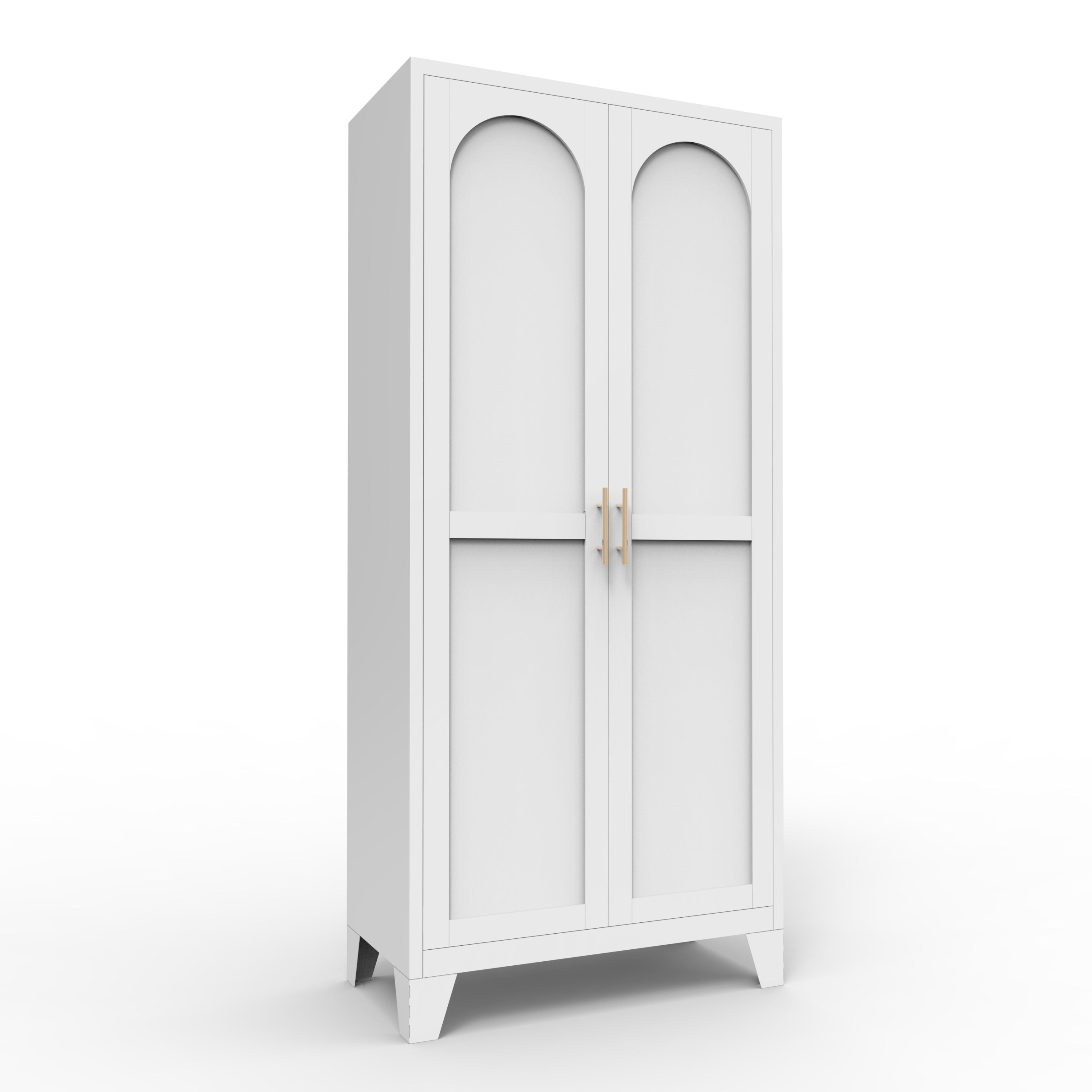 61'' 2 Shapely Doors Cabinet, Metal Storage Cabinet with Doors and Adjustable Shelves, for Bedroom, Living Room-White Main image