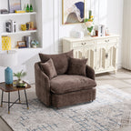 360° Swivel Chairs, Oversized Sofa Armchairs Cushion with 3 Pillows, Backrest Pillow Design Modern Style Comfy, for Living Room, Bedroom, Hotel,Brown