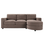 Modern Brown Chenille L-Shaped Sectional Sofa with Curved Chaise, USB Ports, and Storage Pockets, 84.6' Long