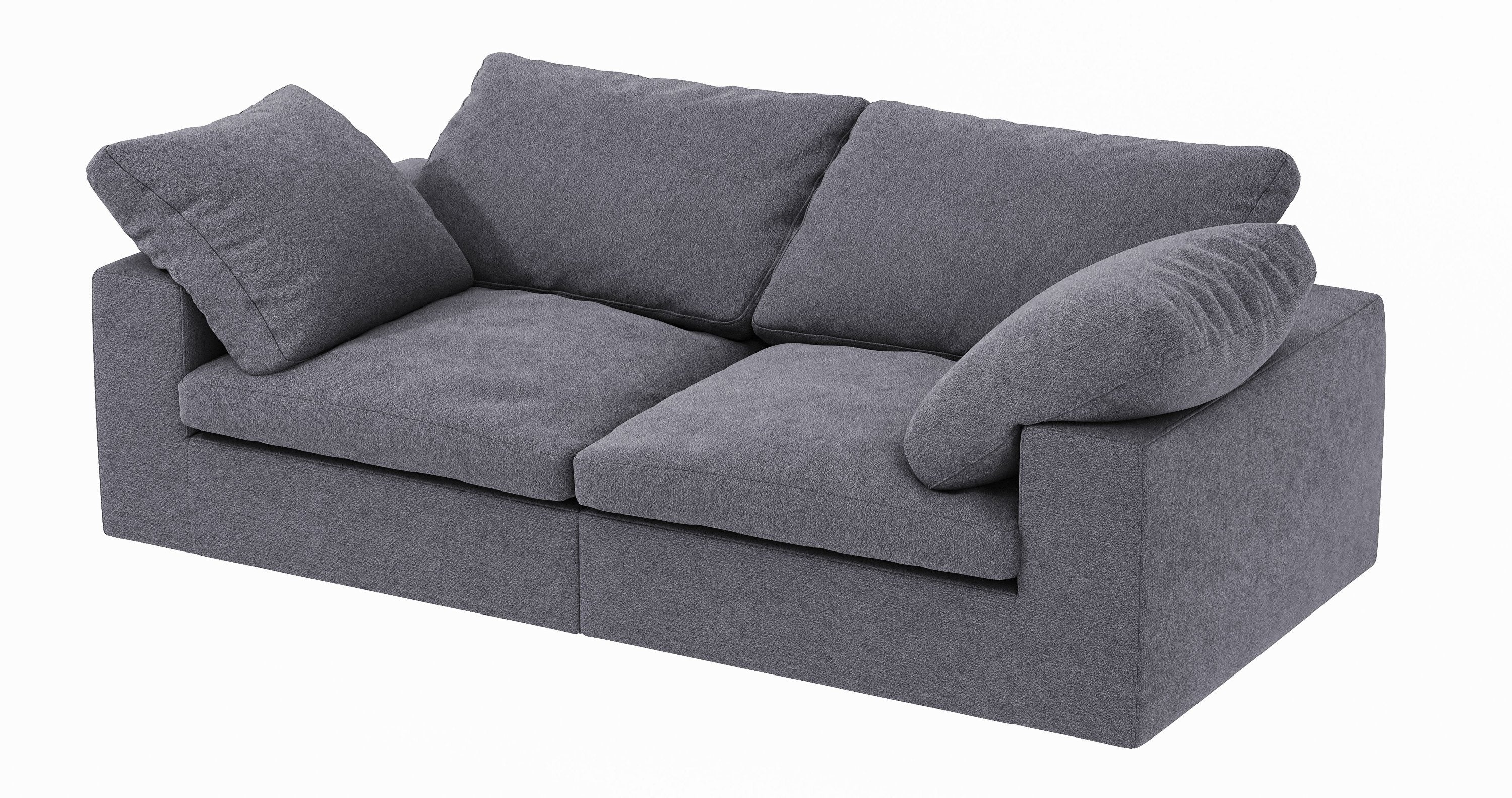 Chenille Fabric Upholstered Sofa, Oversized Comfy Cloud 2-Seater Sofa Couch, Double Plush Cushion for Living Room,Grey Secondary image