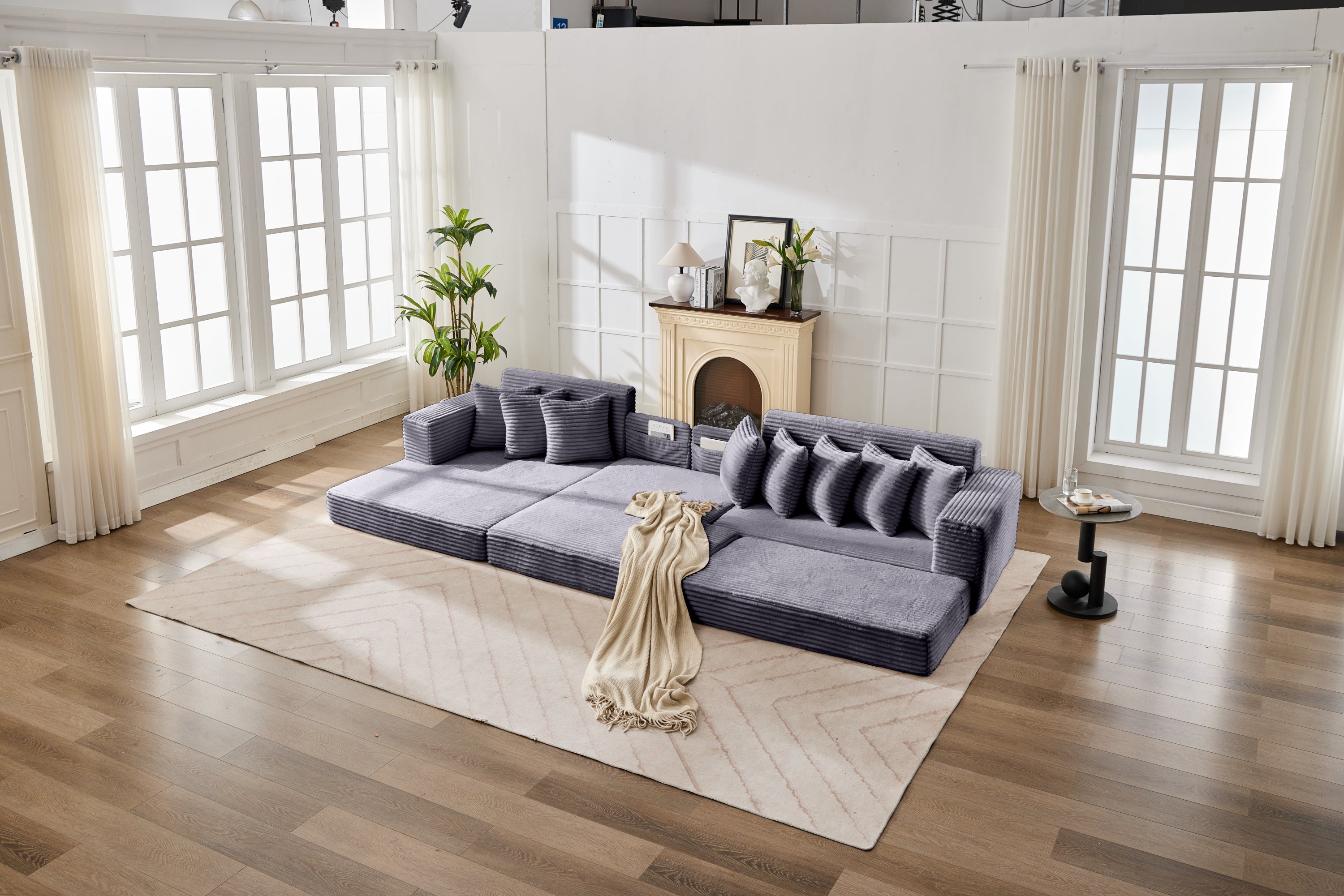 Convertible Floor Sofa Bed, Foldable Mattress Cloud Couch for Space Saving, Corduroy Compressed Sleeper Sofa Bed, Multi-Functional Folding Bed Couch for Living Room, Small Apartment Main image