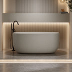 51'' Freestanding Bathtub Resin Stone Soaking Bathtub Solid Surface Modern Tubs with Overflow and Pop-up Drain