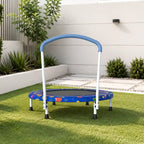 36" Kids Mini Trampoline with Padded Safety Handle and Printed Frame Cover