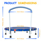 36" Kids Mini Trampoline with Padded Safety Handle and Printed Frame Cover