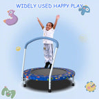 36" Kids Mini Trampoline with Padded Safety Handle and Printed Frame Cover