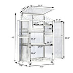 62" Rolling Wooden Greenhouse with Adjustable Shelves and Openable Roof