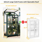 62" Rolling Wooden Greenhouse with Adjustable Shelves and Openable Roof