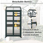 62" Rolling Wooden Greenhouse with Adjustable Shelves and Openable Roof