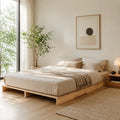 80" Twin XL Natural Pine Modular Platform Bed Frame with Slatted Support