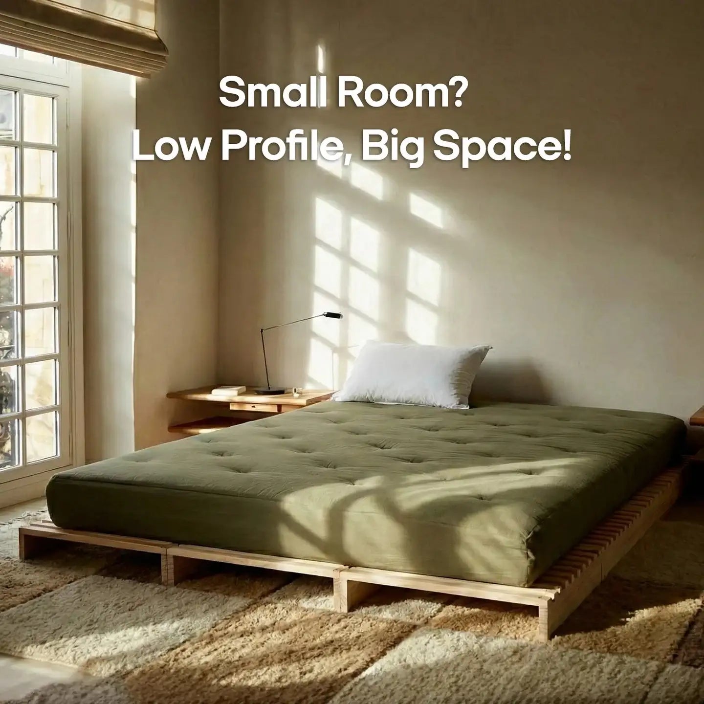 80" Twin XL Natural Pine Modular Platform Bed Frame with Slatted Support