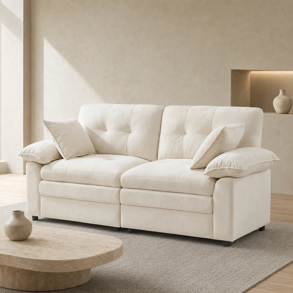 84" Chenille Modular Loveseat Sofa with Deep Seats and Throw Pillows