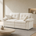 84" Chenille Modular Loveseat Sofa with Deep Seats and Throw Pillows