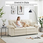 84" Chenille Modular Loveseat Sofa with Deep Seats and Throw Pillows