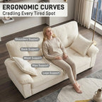 84" Chenille Modular Loveseat Sofa with Deep Seats and Throw Pillows