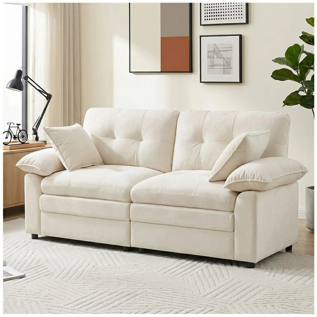84" Chenille Modular Loveseat Sofa with Deep Seats and Throw Pillows