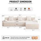 118.1" Corduroy Modular Sectional Sofa with Ottoman