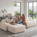 118.1" Corduroy Modular Sectional Sofa with Ottoman