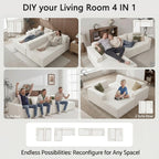 108-Inch Corduroy Boneless L-Shaped Sectional Sofa with Oversized Chaise