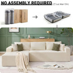 108-Inch Corduroy Boneless L-Shaped Sectional Sofa with Oversized Chaise