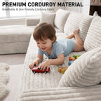 108-Inch Corduroy Boneless L-Shaped Sectional Sofa with Oversized Chaise