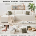108-Inch Corduroy Boneless L-Shaped Sectional Sofa with Oversized Chaise